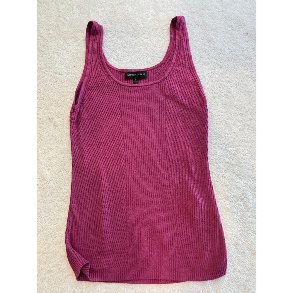 Banana Republic Magenta Berry Ribbed Knit Tank Top Scoop Neck Sleeveless Small